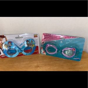 Swim goggles: Toy Story and little mermaid. Kids 3+